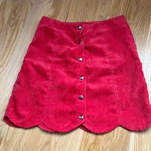 Red corduroy skirt